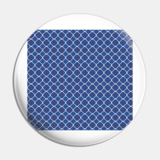 Blue moroccan tile pattern design. Quatrefoil art Pin