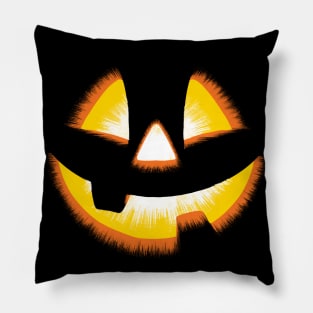 Halloween Glowing Pumpkin Face on Black Pillow