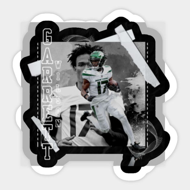 Garrett Wilson Football Paper Poster Jets 3 - Garrett Wilson - Sticker