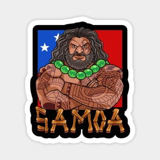 Samoan Pride Samoa Flag Polynesian Warrior Tatau Magnet