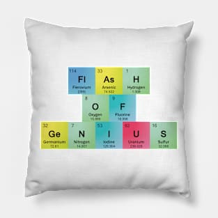 Flash of Genius Spelled with Periodic Table Symbols Pillow