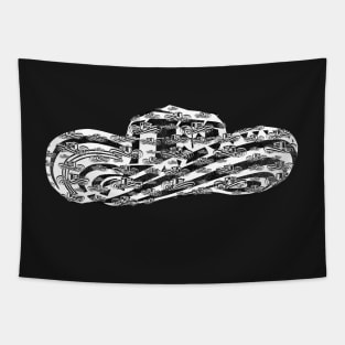 Sombrero Vueltiao in White and Black Ink Pattern (Black Background) Tapestry