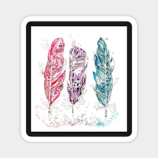 Colourful Illustrated Feathers Magnet