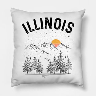 Illinois State Vintage Retro Pillow