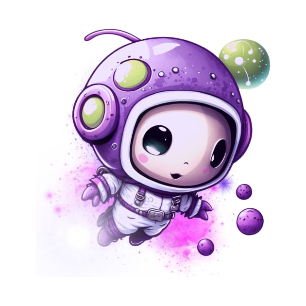 A Journey into Space with Astronaut Purple and Fluffy by JequiPrint