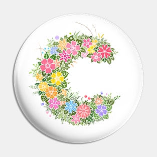 "C" Floral Letter Monogram Pin