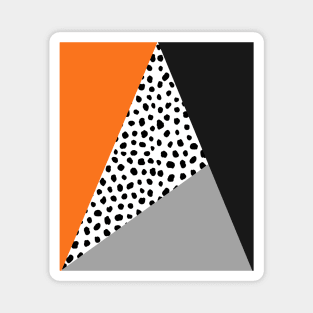 Geometric Polka Dot, Black, Orange and Grey Magnet