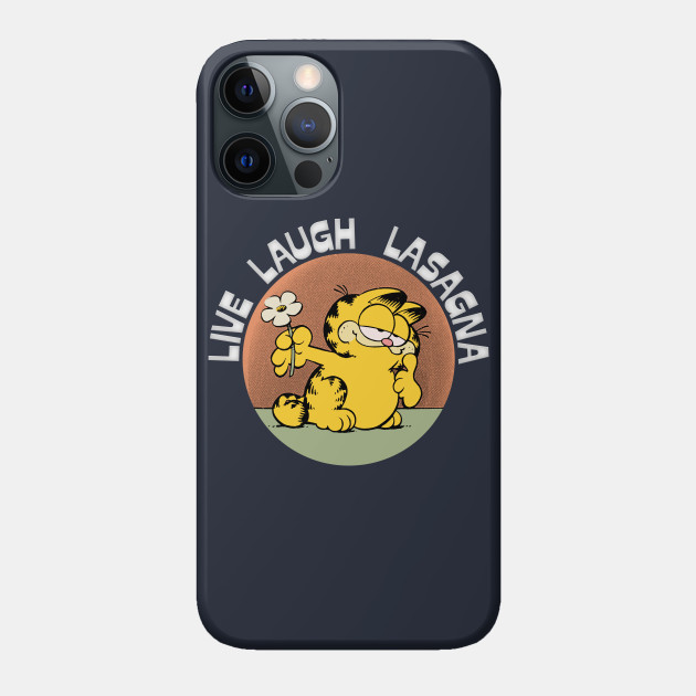 Live Laugh Lasagna / Vintage Look Aesthetic Meme Design - Garfield - Phone Case