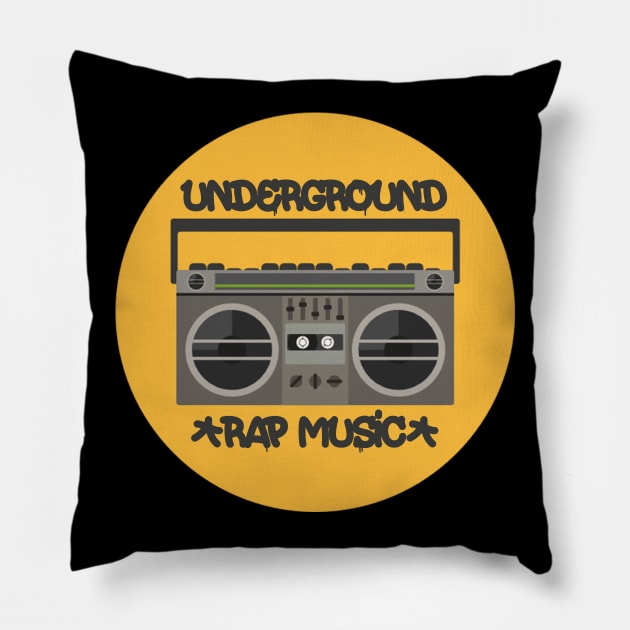 boombox underground hip hop rap Pillow by untagged_shop