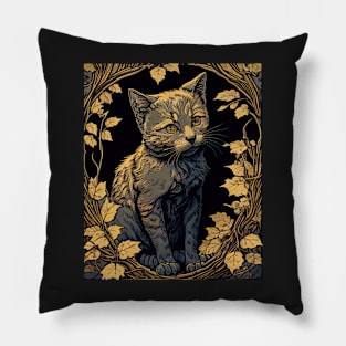 Cute cat painting - old school style Pillow