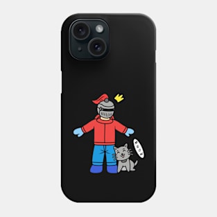 Cute knight with cat Phone Case