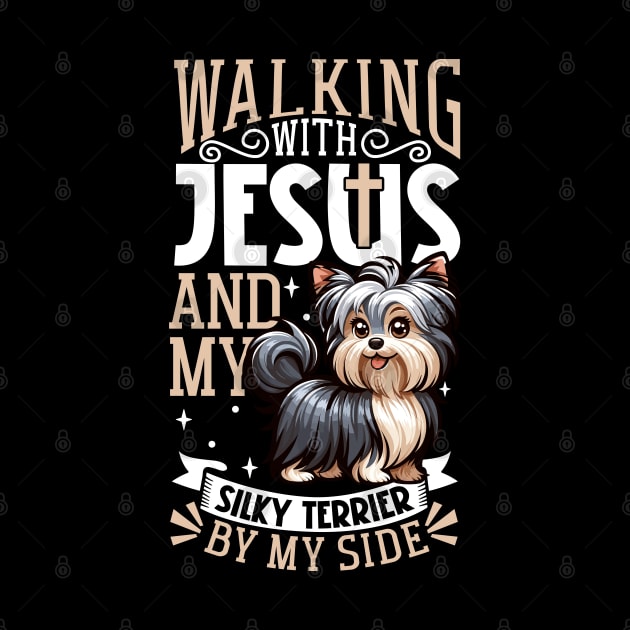 Jesus and dog - Australian Silky Terrier by Modern Medieval Design