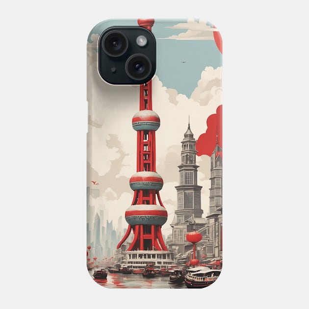 Shanghai China Vintage Poster Tourism Phone Case by TravelersGems