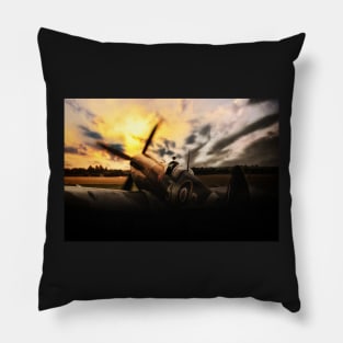Spitfire Sunset Silhouette Pillow
