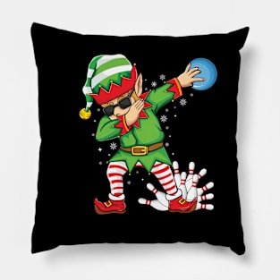 Xmas Dabbing Elf Bowling ball and pins Christmas bowling Pillow