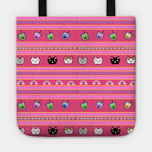 kitty boba tea ugly sweater Tote