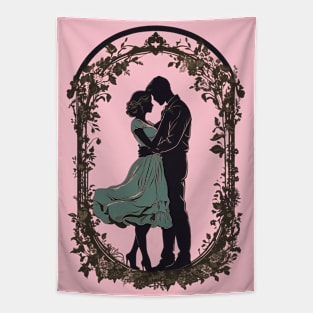 Vintage Valentine's:A Couple's Vintage Embrace - Valentine's Day Tapestry