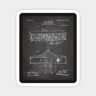 Wright Brothers Airplane Patent - Aviation History Art - Black Chalkboard Magnet