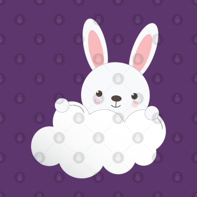 Cute Baby Bunny on a Cloud by Zennic Designs