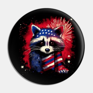 raccoon proudly American Flag Pin
