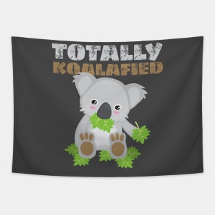 Totally Koalafied cute koala eating leaf design Tapestry