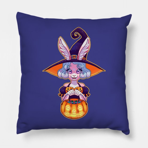 Stella bunny girl with witch costume anime chibi furry Pillow by ISAGU ART STORE