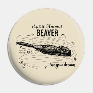 Spirit animal Beaver black Pin