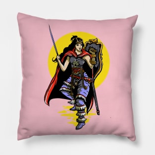 Woman Warrior Illustration Pillow