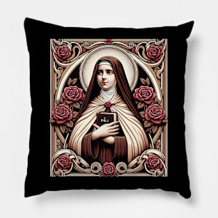 St Therese of Lisieux Little Flower Rose Catholic Saint Pillow