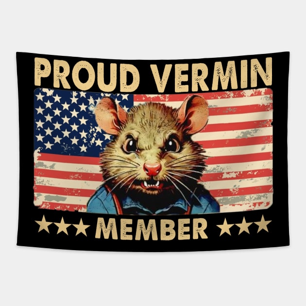 Mouse Proud Vermin Member Vintage American Flag Retro Tapestry by Spit in my face PODCAST