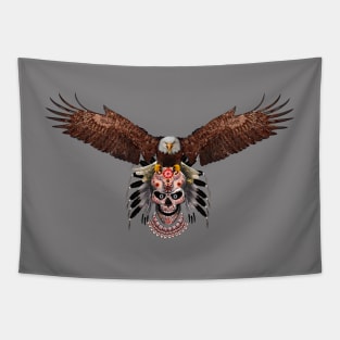 indian native white head eagle sugar Skull Tapestry