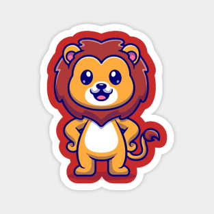 Cute Lion Standing Cartoon Magnet