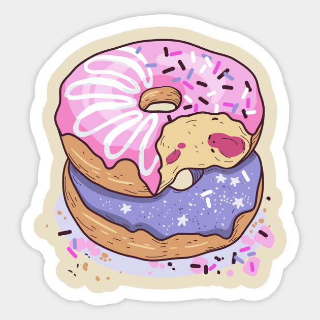 Donut Lover Dream Pink And Blueberry Doughnut Donut Lover Sticker Teepublic Uk Cute cartoon donut afternoon tea illustration. teepublic