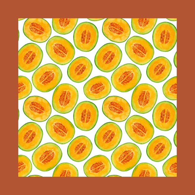 Melon slices watercolor pattern by katerinamk