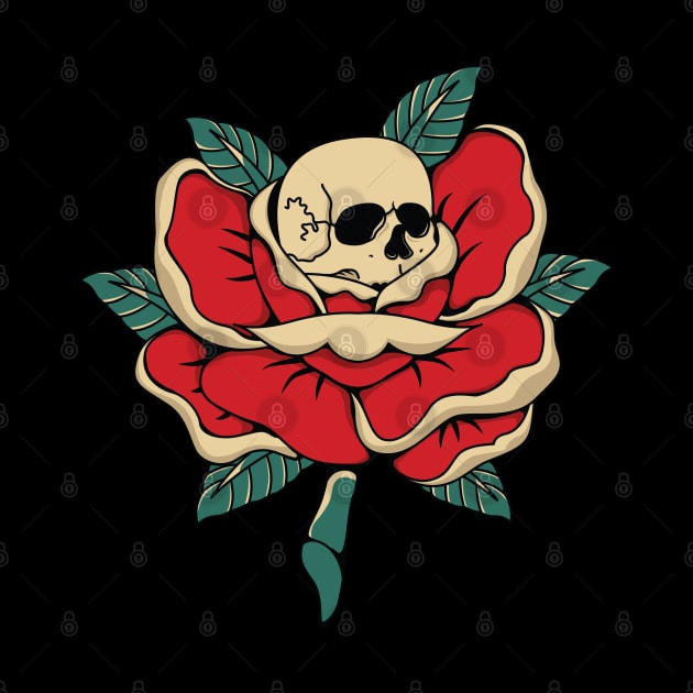 head skull and rose clover by dayouths