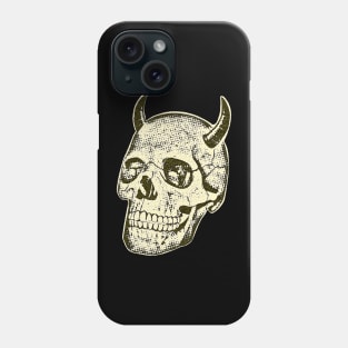 Horned Skull In Yellow Phone Case