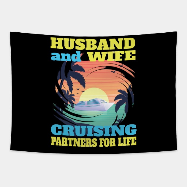 Husband and Wife Cruising Partners for Life Gifts Tapestry by Envision Styles