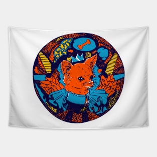 Orange Blue Circle of the Chihuahua Tapestry