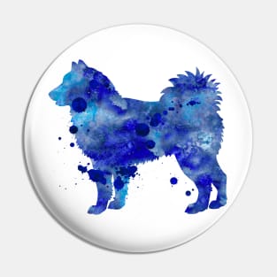 Alaskan Malamute Dog Watercolor Painting - Blue Pin