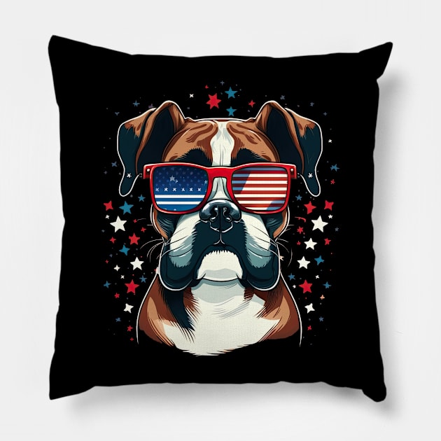 Boxer 4th of July Pillow by JayD World