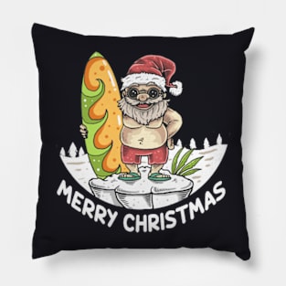 Christmas In July Santa Hawaiian Surfing Pillow