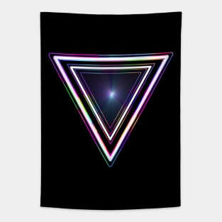 Glowing Geometric 1980s Triangle Tapestry