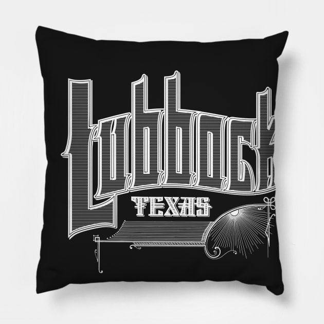 Vintage Lubbock, TX Pillow by DonDota