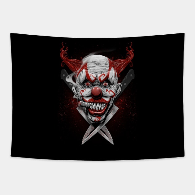 angry clown Tapestry by Chack Loon