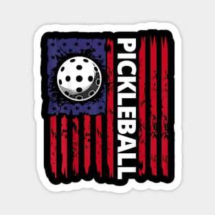 Pickleball American Flag Funny Pickleball Lover Vintage Magnet