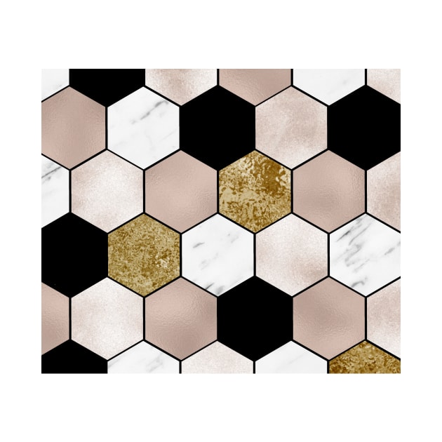 Black rose carat and marble hexagons by marbleco