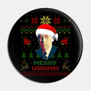 woodrow Wilson Merry Woodmas Funny Christmas Pin