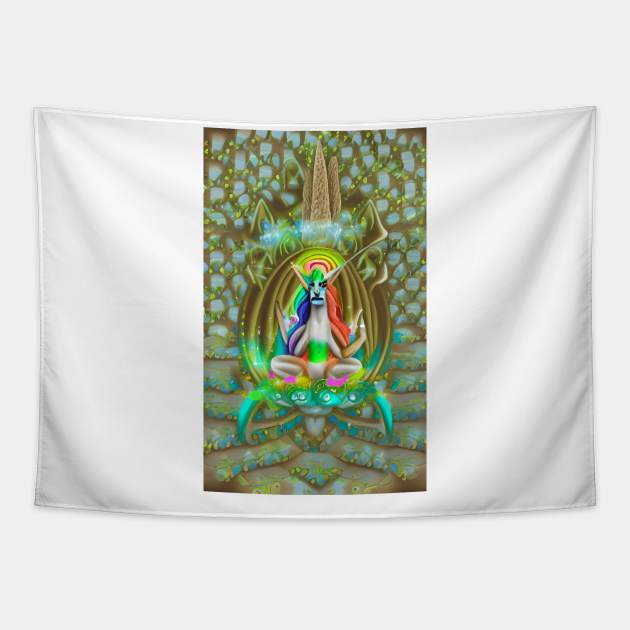 Enlightened Llama Unicorn Tapestry by Nirvana Llamas