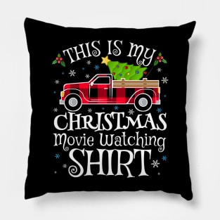 This Is My Christmas Movie Watching Shirt Plaid Pattern Truck Xmas Pillow