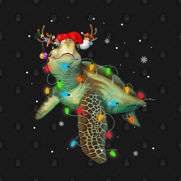 Sea Turtle Christmas Lights Funny Santa Hat Merry Christmas Pajamas by taluswink